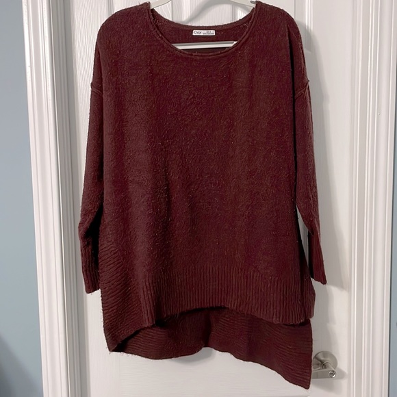 Dex Asymmetrical Burgundy Sweater - Picture 1 of 4